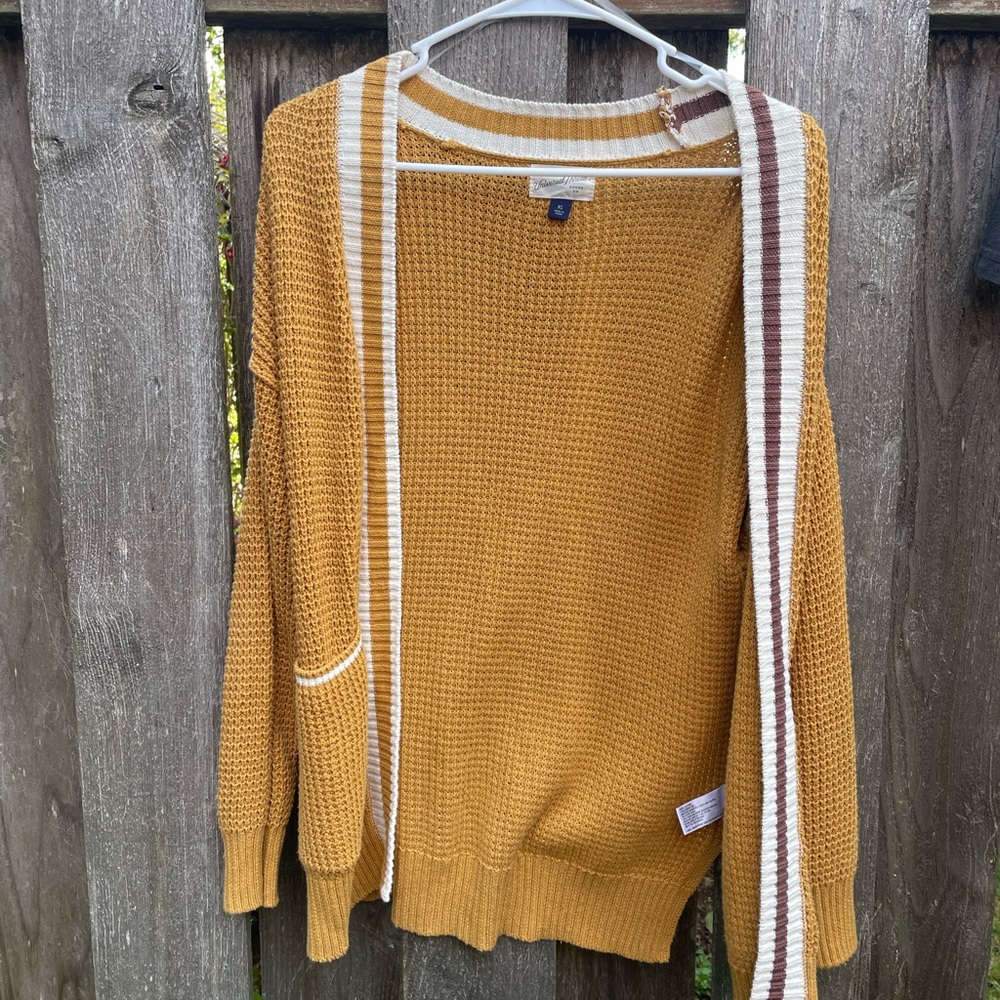 Universal Thread Mustard Cardigan with White Trim